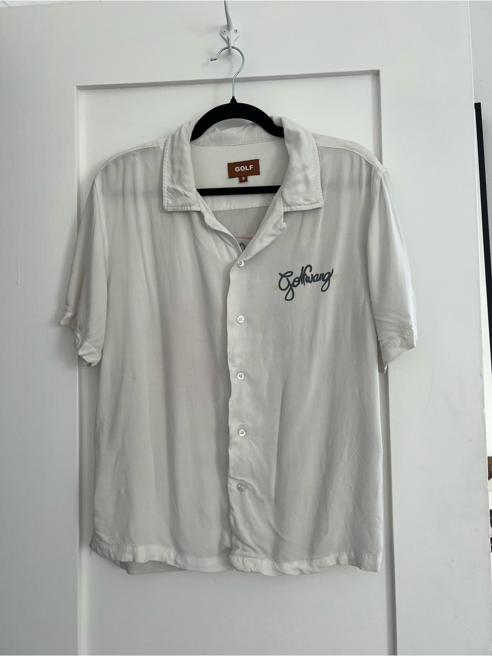 Golf Wang White Short Sleeve Button-Up Shirt with Script Logo
